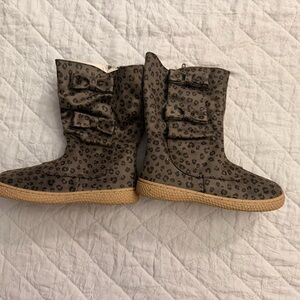 Livie & Luca Leopard Print Kids Boots - Brown and Tan